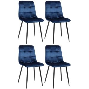 Sillas comedor tilde pack 4 - terciopelo azul - 88 cm