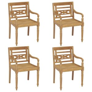 vidaXL sillas batavia 4 unidades madera maciza de teca