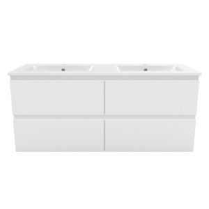 Mueble de baño con lavabo, cuatro cajones, blanco mate, 120 x 46 x 52 cm