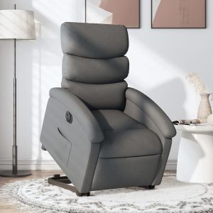 Sillón eléctrico reclinable elevable de tela gris oscuro qweo3866