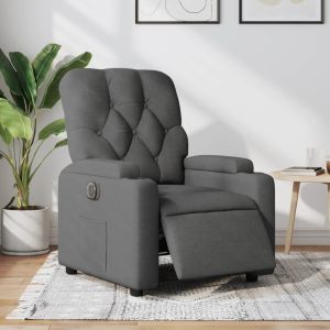 Sillón reclinable eléctrico de tela gris oscuro qweo9208