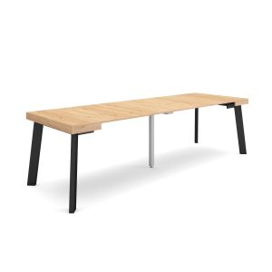 Mesa consola extensible, 58/262x90x73cm, roble, patas de madera rf3020