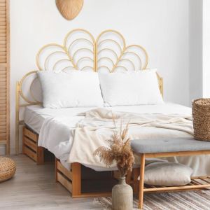 Cabecero bohemio efecto ratán floral - 160 cm