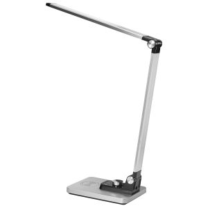 Lámpara LED de escritorio enif con cargador inalámbrico plateado