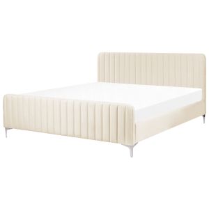 Cama terciopelo lunan 180 x 200 cm beige claro