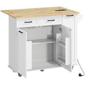 Isla de cocina 112x74x94.5 cm mdf color blanco Homcom, hogar - cocina