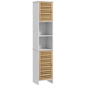 Columna de baño 35x30x170 cm mdf, bambú color blanco Homcom, hogar - baño