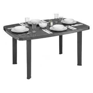 Mesa de exterior greggs, acabado liso, en plástico negro antracita