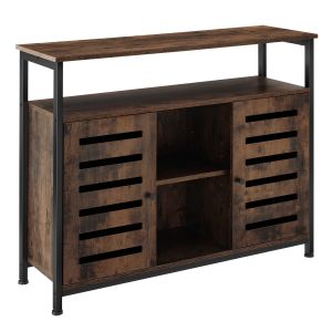 Aparador estilo industrial 3 estantes 100x37x82 cm madera oscura