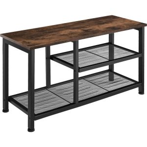 Zapatero estilo industrial y 2 estantes 80x30x45,5 cm madera oscura