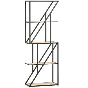 Librería 60x30x165 cm mdf, acero color marrón Homcom