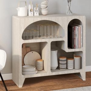 Aparador orgánico - efecto travertino - 4 nichos - 80 cm