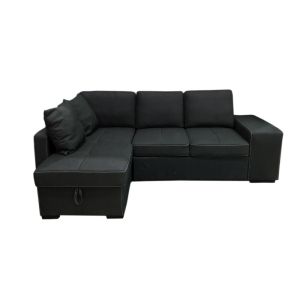 Sofa cama chaise longue stacy 250cm negro, chaise izquierdo