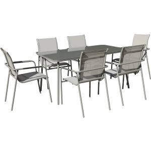Conjunto de comedor de jardín de metal <<málaga>> - 6 plazas - gris
