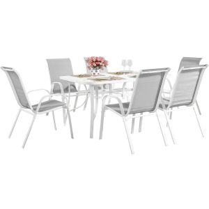 Conjunto de jardín mesa + 6 sillas de textileno "córdoba"  - gris
