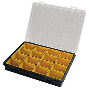 Organizador plastico 16 compartimentos extraibles 242x188x37 mm.