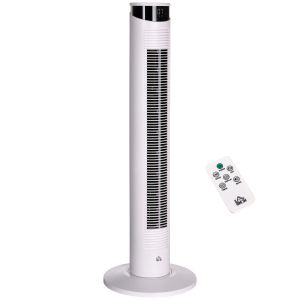 Ventilador de torre abs, aluminio color blanco 31.5x31.5x93 cm homcom