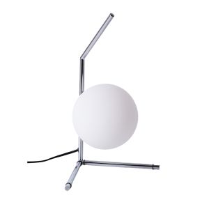 Lámpara de mesa ø15cm - moderna en cromado y cristal opaco, ideal