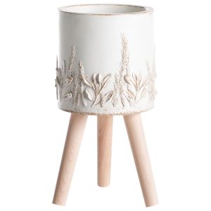 Maceta con patas preweza 23 cm blanco crema