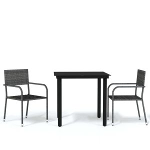 vidaXL juego de comedor para jardín 3 piezas gris