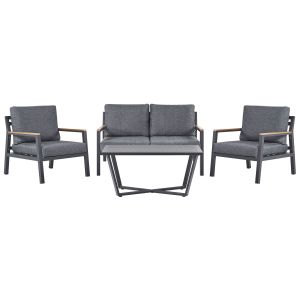 Conjunto de jardín con mesa 4 plazas delia metal gris