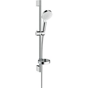 Juego de ducha crometta vario con barra unica'croma 65 cm y jabonera blanca