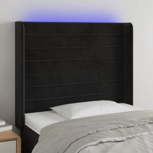 Cabecero con LED de terciopelo negro 83x16x118/128 cm eso5924