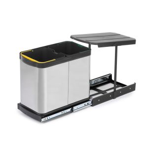 Contenedores de reciclaje recycle inox para cocina, 2 x 12 l, fijación
