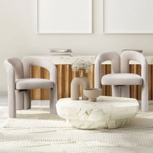 Conjunto de sillas de comedor de terciopelo beige con brazos set de 2