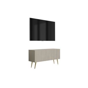 Mueble de tv con patas - frontal acanalado - cachemira - 100x32x52 cm