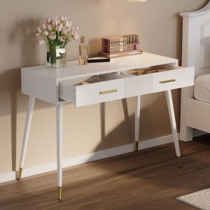 Escritorio tocador con 2 cajones mdf blanco 76x100x40cm