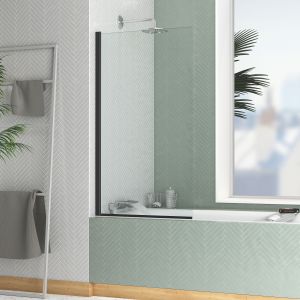 Mampara de bañera 70x130cm - perfil acabado negro mate - elementary
