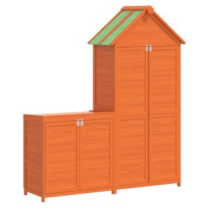 vidaXL cobertizos para herramientas jardín 2 pzas madera pino marrón