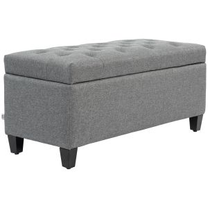 Banco tapizado con almacenaje gris claro 2 plazas 100 x 40 x 44 cm