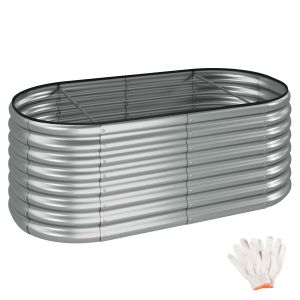 Huerto urbano elevado de 603 litros, 160 x 80 x 60 cm, plateado