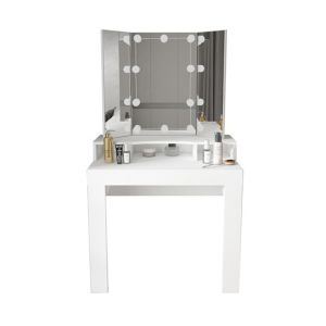Tocador moderno con luces LED 89,5x155x43,5cm blanco ml-design