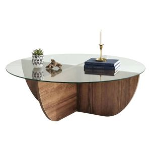 Mesa de centro jolanda, redonda, en madera noble
