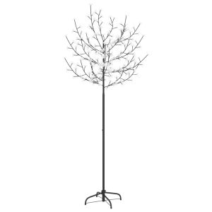 vidaXL árbol de navidad 200 LEDs blanco cálido flores de cerezo 180 cm