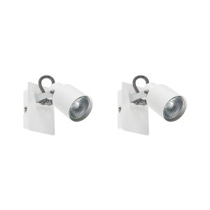 Conjunto de 2 lámparas de foco bonte ajustable metal blanco