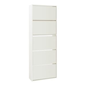 Zapatero con espejo lund con 5 puertas abatibles - blanco [en.casa]