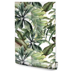 Papel Pintado Para Dormitorio Monstera Hojas Plantas Exóticas 53cm x 10m