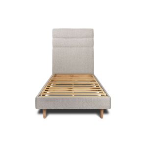 Cama de 90x200 cm con cabecero de línea - tejido rizado - gris