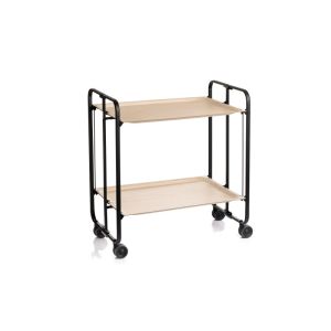 Carrito auxiliar con ruedas bauhaus armazón metálico negro, 2 bandejas