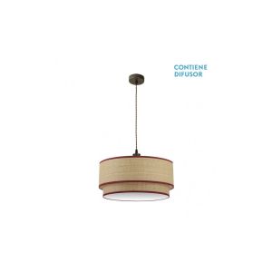 CoLGante roque 3xE27 natural/rojo regx60x60 cm