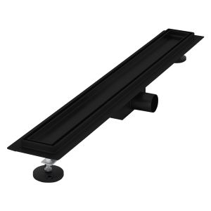 Canal de ducha 70cm 2en1, alicatable, acero inoxidable negro luxebath
