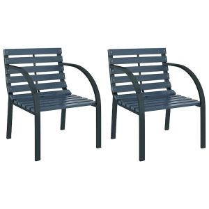vidaXL sillas de jardín 2 unidades madera gris