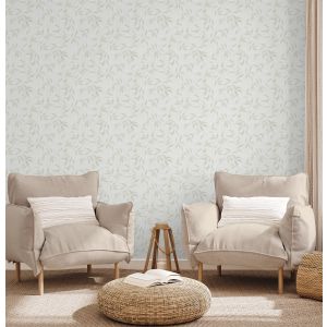 Papel pintado tnt autoadhesivo hojas etéreas verde 53x600 cm