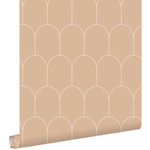Estahome papel pintado arte deco rojo barro cocido clara 53 cm x 10.05 m