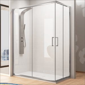 Mampara esquina 2 fijos 80  cm + 2 puertas correderas 110 cm bella