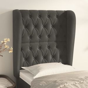 Cabecero con orejas de terciopelo gris oscuro 83x23x118/128 cm eso3696